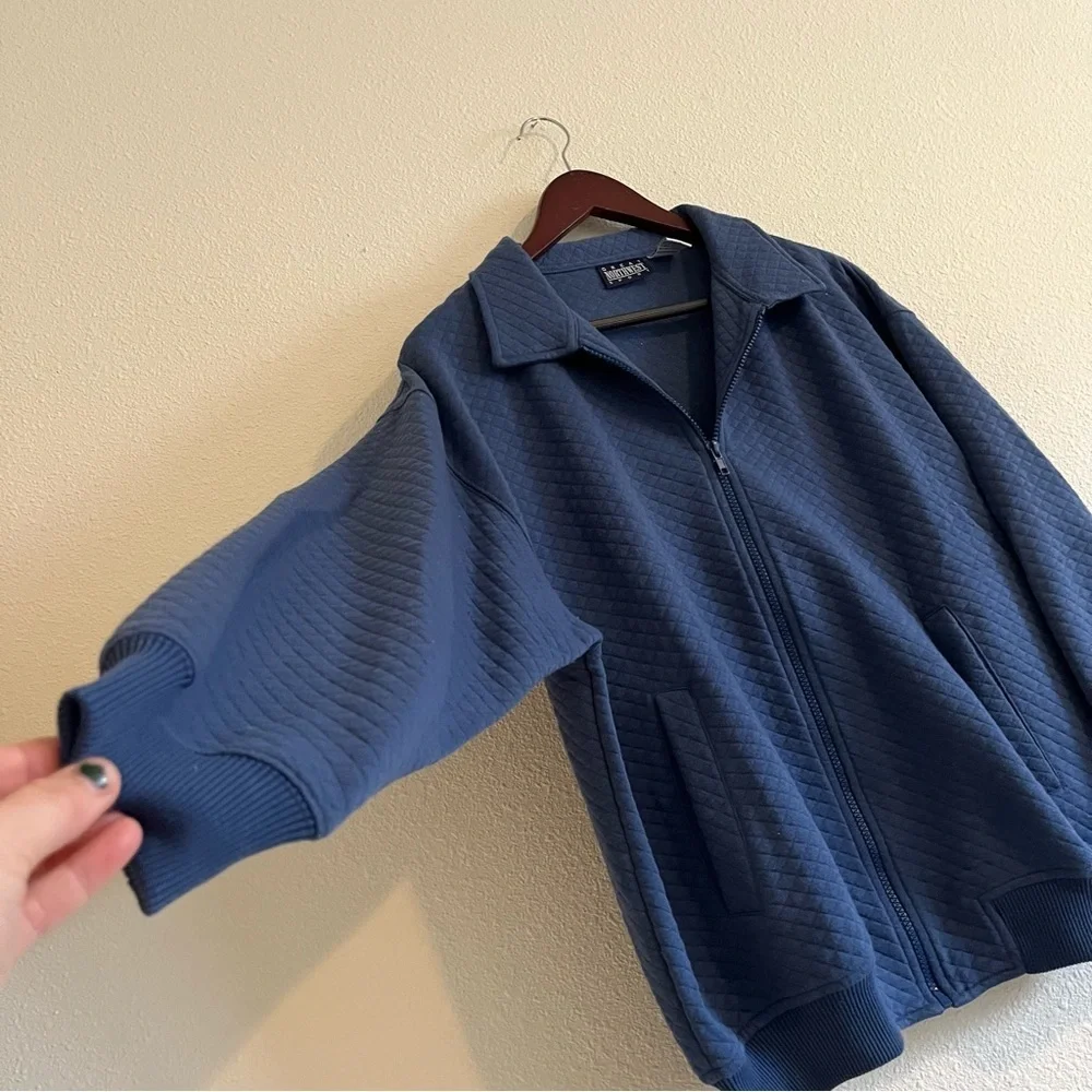 Great Northwest Mens Quilted Blue Zip Up Collar Jacket Size Medium